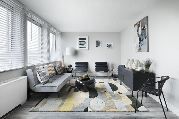 Living Room model suite at the Luckman